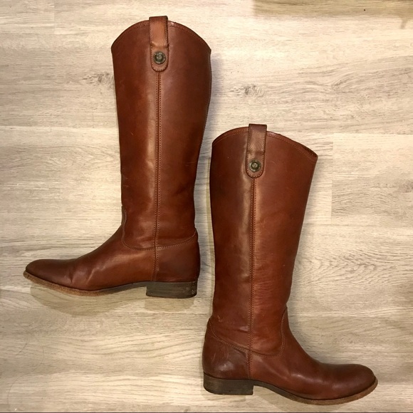 Frye Melissa Button Cognac Leather Knee High Boot - Picture 7 of 15